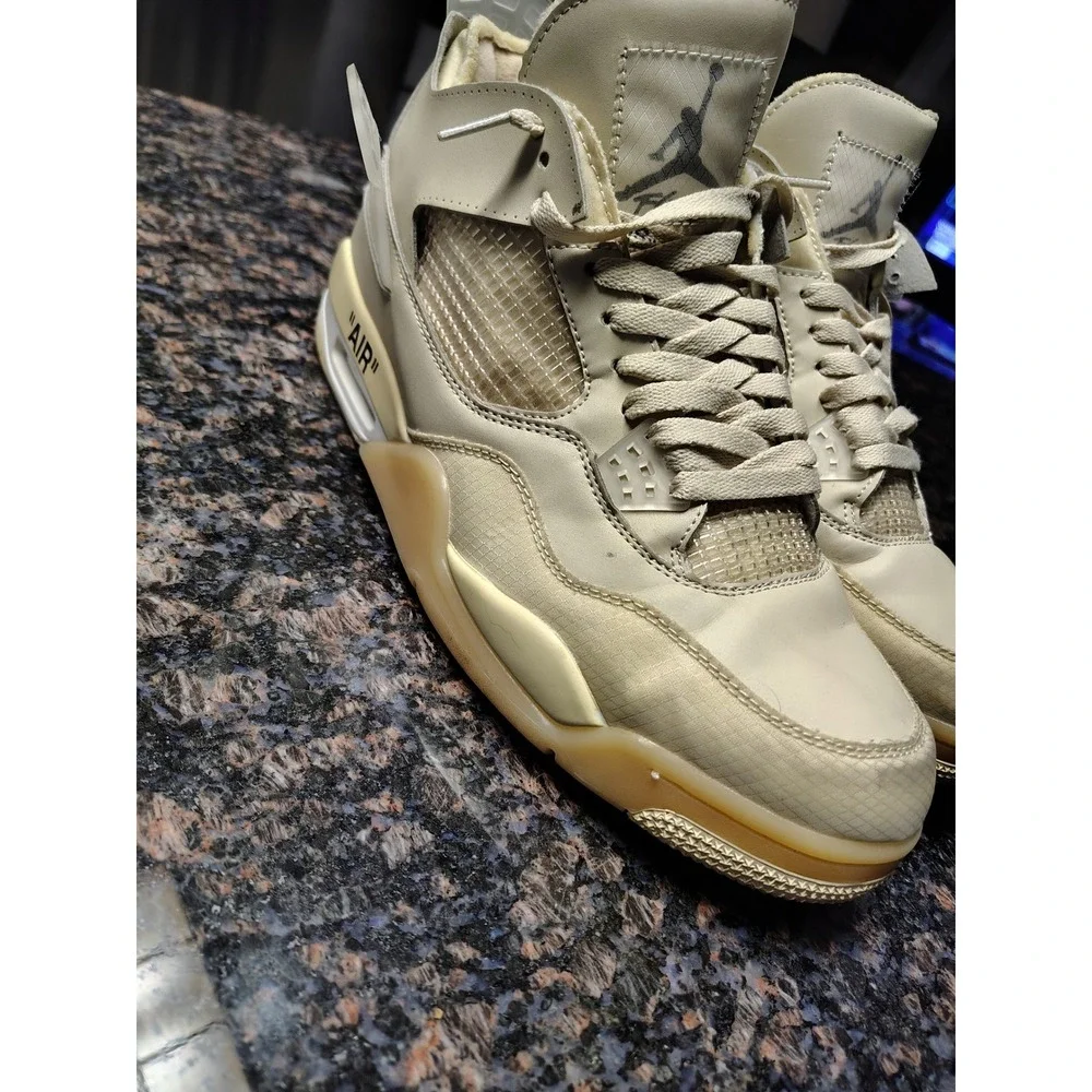 Jordan 4 Retro Off-White Sail Mens CV9388-100 Tan Cream Sneakers